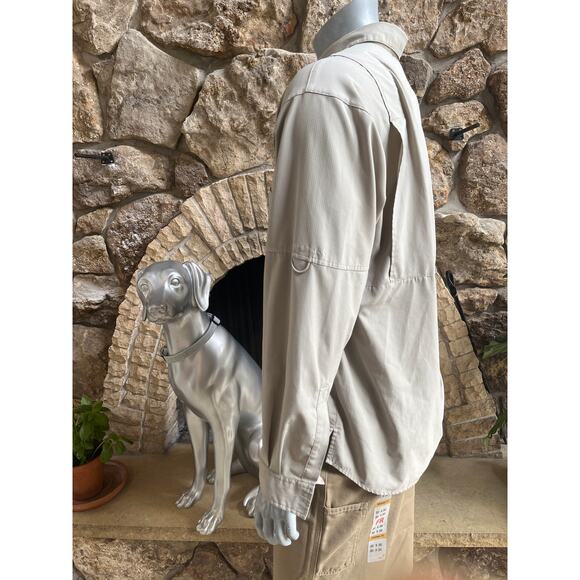 Columbia PFG Beige Button Down Hiking Fishing Long Sleeve Shirt Men's Size L - Picture 2 of 8